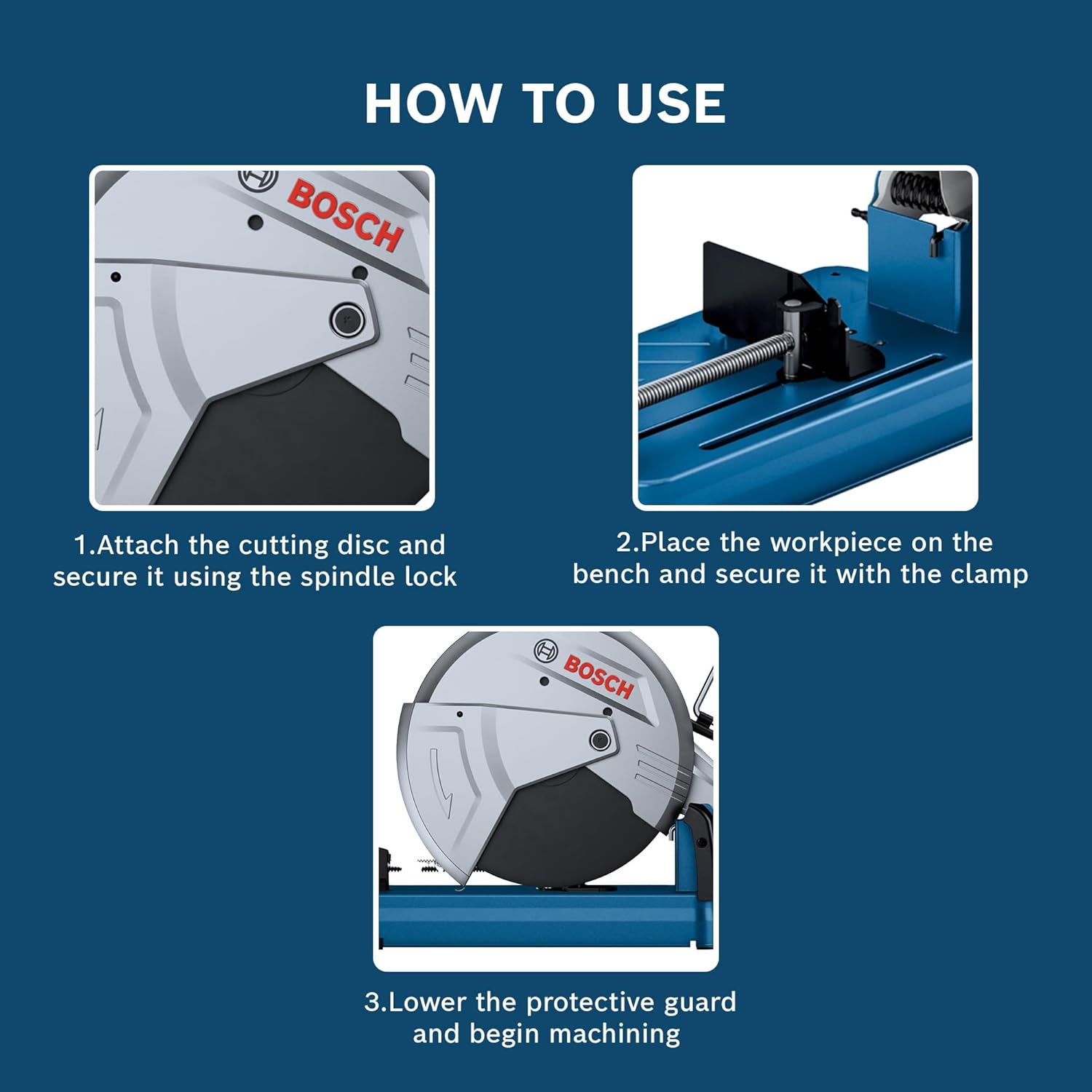 BOSCH GCO 220 Professional Electric Chop Saw | Powerful Cut Off Saw Machine | C-Handle | Rated Power of 2200 W| Speed upto 3800 RPM |Long Lifespan |Disc Diameter 355 mm (14 Inch) - Image 2