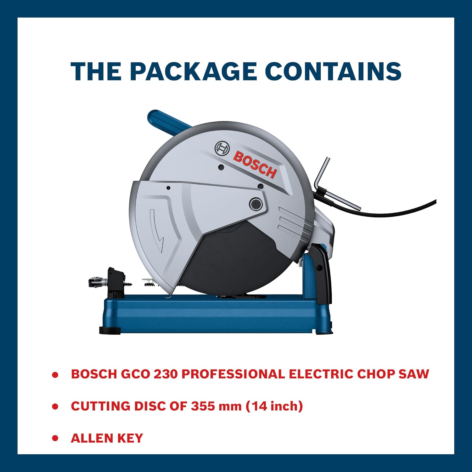 BOSCH GCO 220 Professional Electric Chop Saw | Powerful Cut Off Saw Machine | C-Handle | Rated Power of 2200 W| Speed upto 3800 RPM |Long Lifespan |Disc Diameter 355 mm (14 Inch) - Image 3