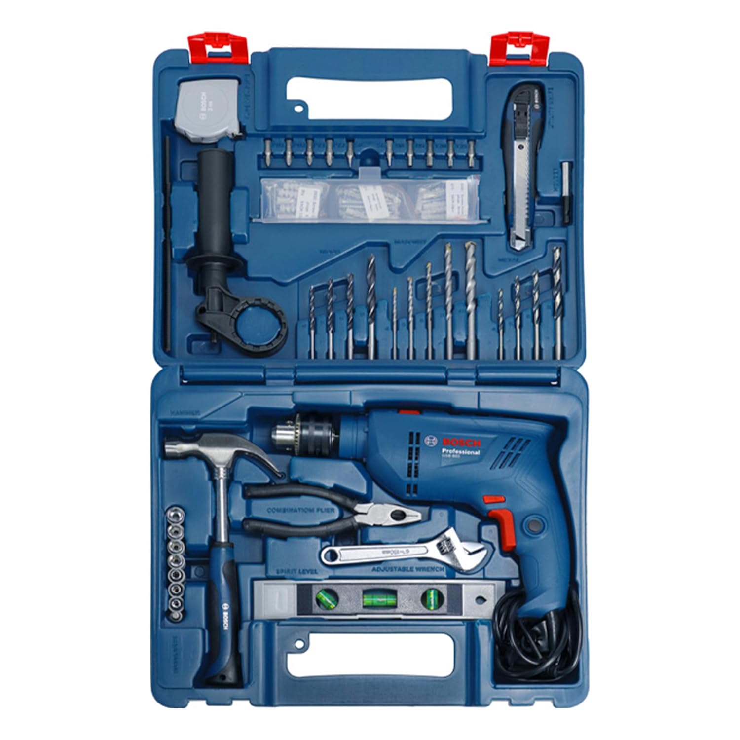 BOSCH GSB 600 Corded Electric Impact Drill, 100Pcs Accessory Set | 600 W Motor | Speed of 3000 RPM | Rated Torque of 1.4 Nm | Impact rate of 48000 BPM