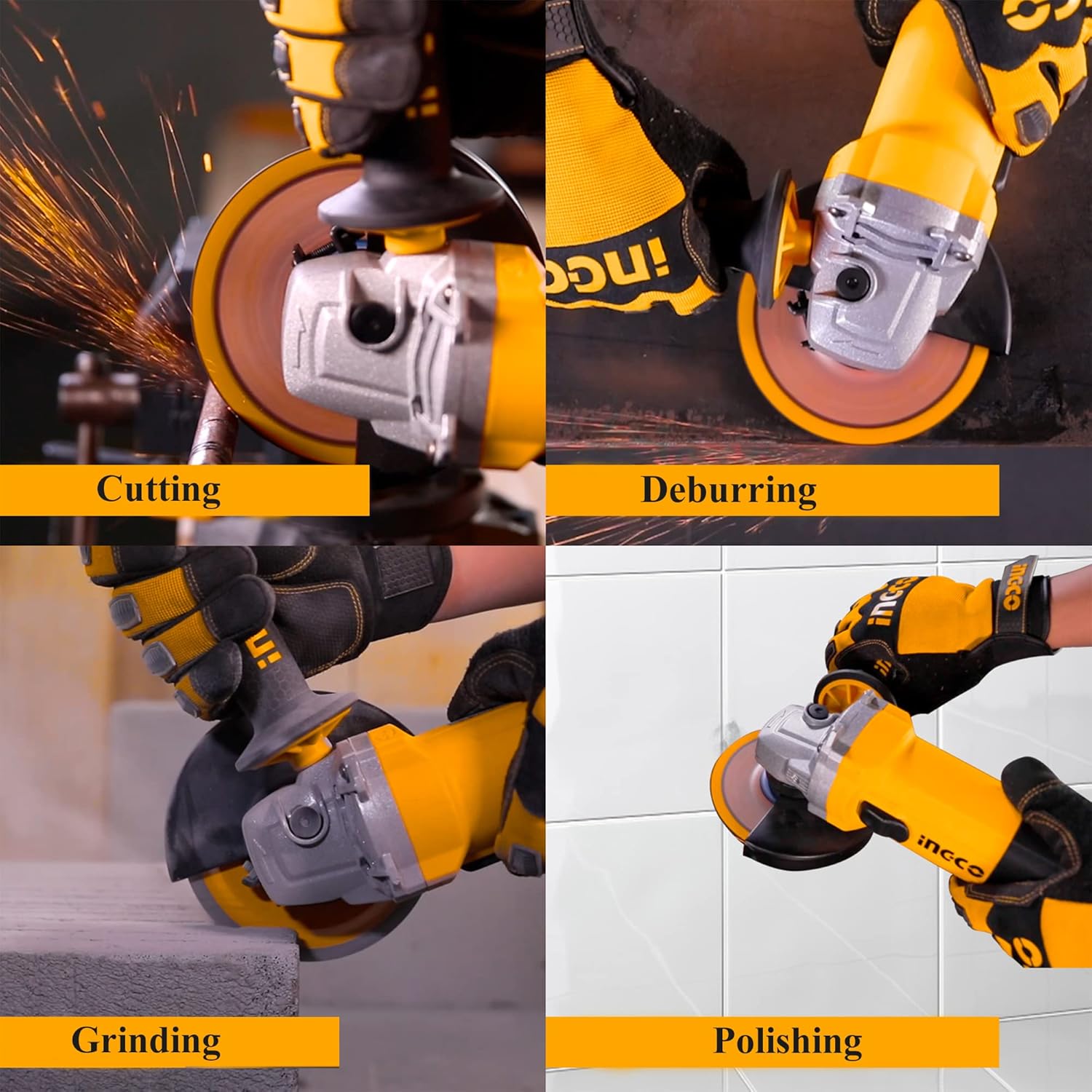 INGCO Angle Grinder, 100mm | 750W | 12000 RPM Power Grinder, Electric Metal Grinder with 1pcs Auxiliary Handle - Image 2