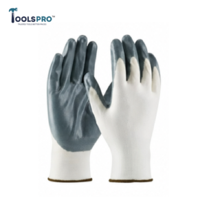 toolspro nitrile pu coated work gloves grey white