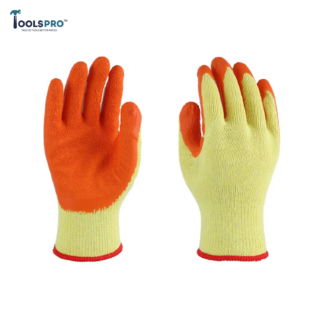 Toolspro latex crinkle safety work gloves orange